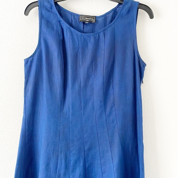 100% Linen Midi Blue Sleeveless Dress Size Petite Med - Picture 5 of 11